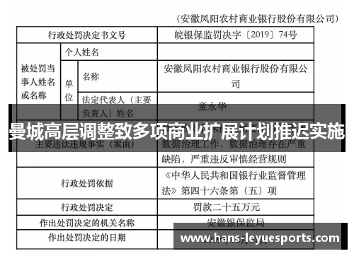 曼城高层调整致多项商业扩展计划推迟实施